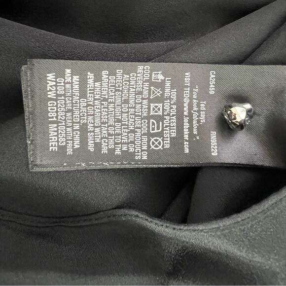 Ted Baker Black Beaded Crystal Overlay Sleeveless Dress Size 3 Or Medium - Picture 14 of 15